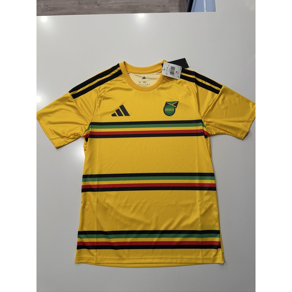 adidas Jamaica JFF Bob Marley Soccer Jersey KB3386 Mens M Yellow Slim Fit NEW
